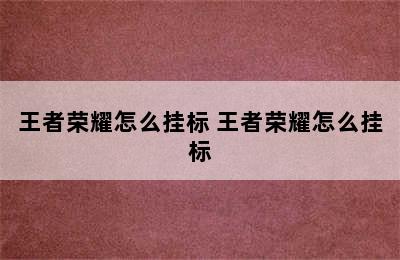 王者荣耀怎么挂标 王者荣耀怎么挂标